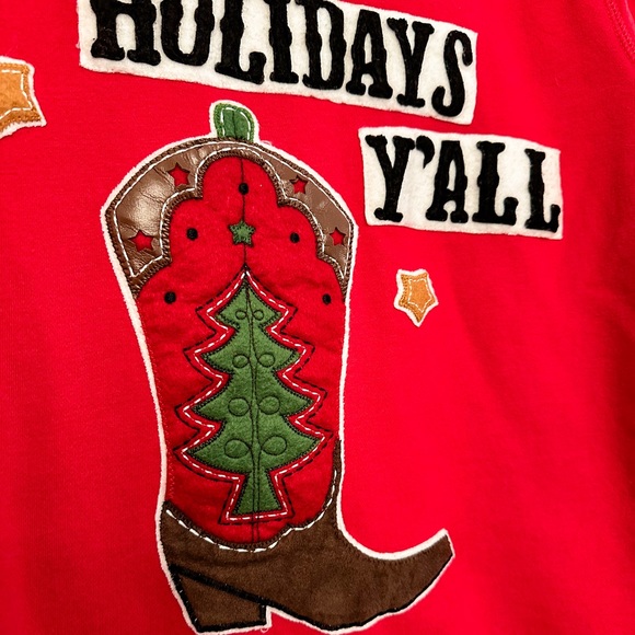 Vintage Christmas Cowboy Boot Holiday Sweater - Picture 4 of 7